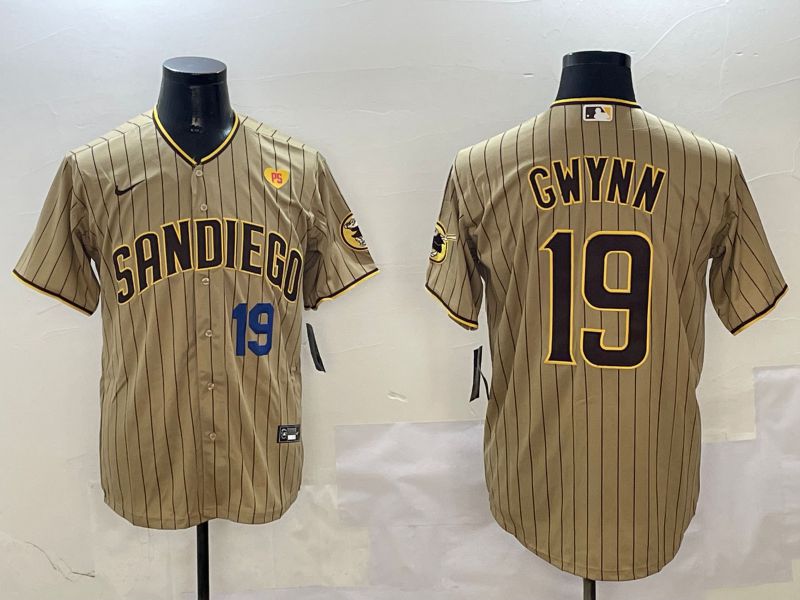 Men San Diego Padres #19 Gwynn Brown Stripe Game 2025 Nike MLB Jersey style 12->san diego padres->MLB Jersey